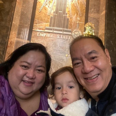 The Averias family from the Philippines visiting the Empire State Building in New York